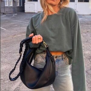 Jules Kae vegan leatherBlack Braided Handle Bag